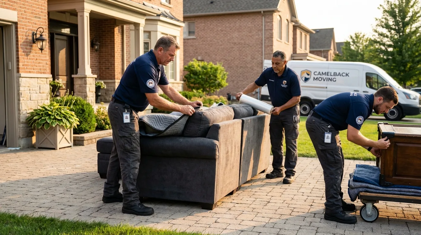 Large estate moving crew wrapping furniture in Winfield, IL